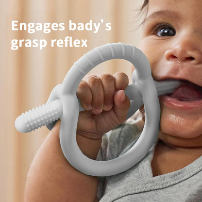 Kundenspezifischer Silikon-Beißring, neues Design, 100 % lebensmittelechtes Silikon-Beißring-Spielzeug für Babys