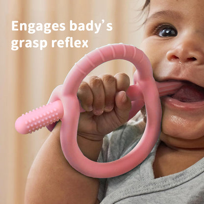 Kundenspezifischer Silikon-Beißring, neues Design, 100 % lebensmittelechtes Silikon-Beißring-Spielzeug für Babys