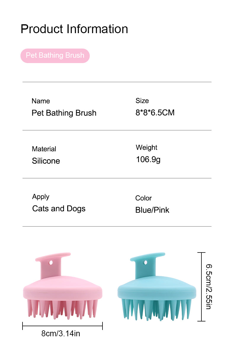 Silicon Pet Massage Brush Dog Cat Silicone Grooming Shower Bath Brush Customized