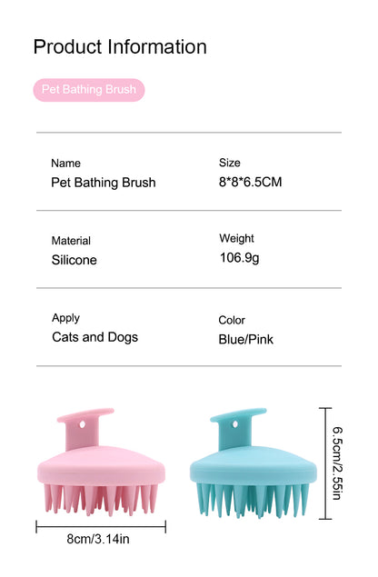 Silicon Pet Massage Brush Dog Cat Silicone Grooming Shower Bath Brush Customized