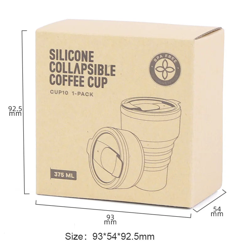 Горячая продажа портативная складная силиконовая кофейная чашка экологически чистая складная 375 мл