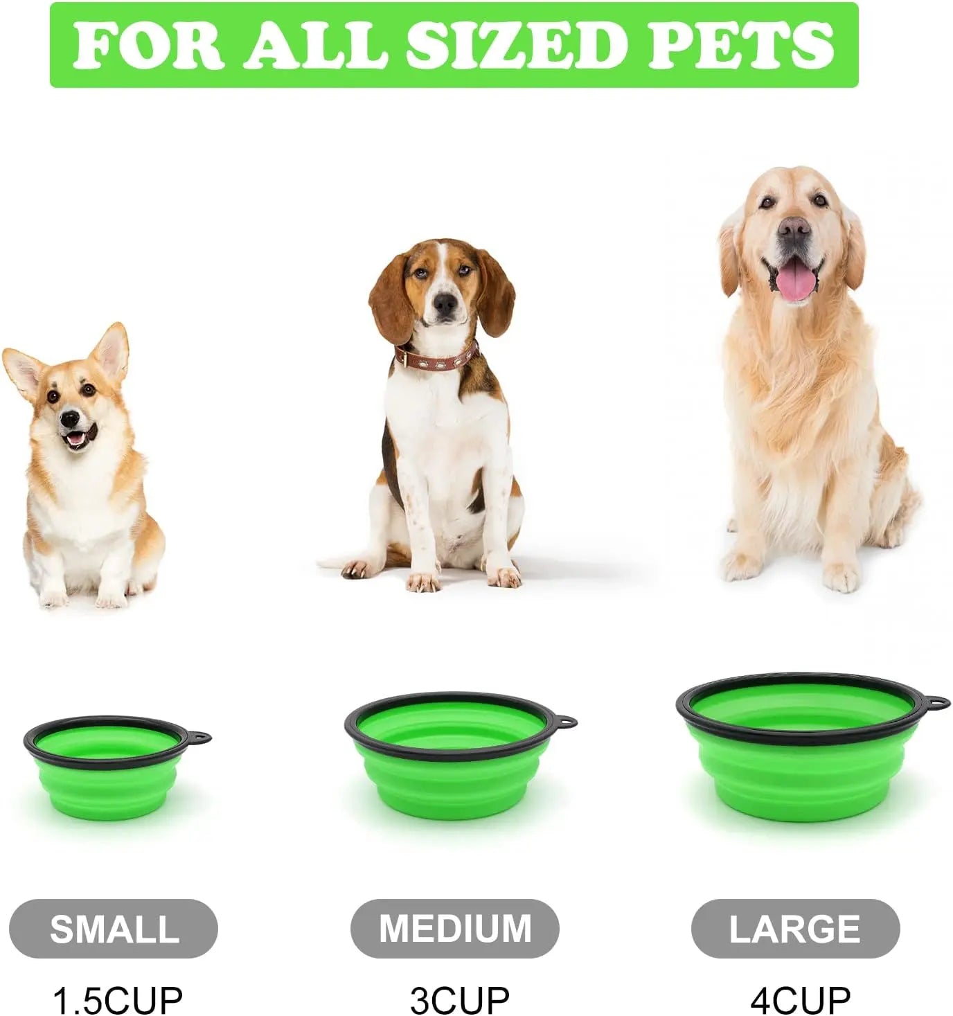 Silicone Collapsible Dog Bowl, Portable Pet Supplies Lightweight Silicone Foldable Pet Food Water Dog Bowl for Traveling Camping