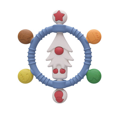 Лидер продаж, детский силиконовый прорезыватель в форме рождественской елки, детская погремушка, кольцо для прорезывания зубов, пищевой силикон, Рождественский детский прорезыватель
