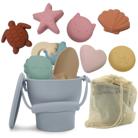 Портативное силиконовое ведро для песка без BPA, игрушки по индивидуальному заказу, силиконовые пляжные игрушки, наборы силиконовых ведер и лопат