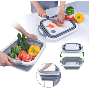 Wholesale Silicone Cutting Board, Multi-function Kitchen Collapsible Foldable Chopping Board  storage basin