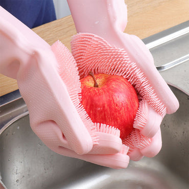 Wholesales Silicone Gloves With Brush Cleaning Washing Scrubber Gloves