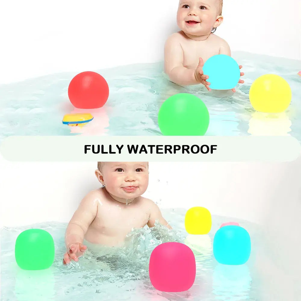 Hot Selling Waterproof Ball Lamp Bathring Bath Tub Toys Safe Silicone Glowing Baby Kids Bath Toy