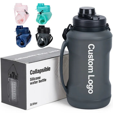 Custom Motivational Eco-Friendly Collapsible Sports Water Bottle With Sport Foldable Water Bottles With Straw