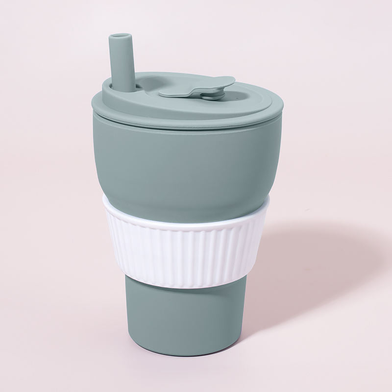 Складная дорожная чашка Многоразовая силиконовая чашка для кемпинга Микроволновая печь Безопасная питьевая складная силиконовая чашка 12 унций 16 унций