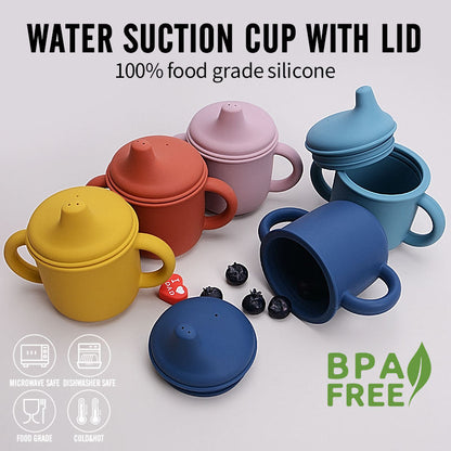 Silicone Sippy Cup Reusable Toddler Non Spill Water Bottles