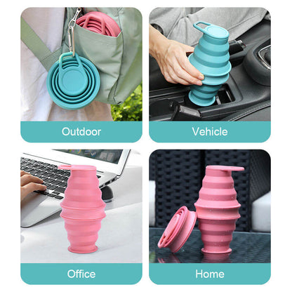 Bpa Free Custom Reusable Travel Coffee Cups Collapsible Silicone Sports Water Bottles
