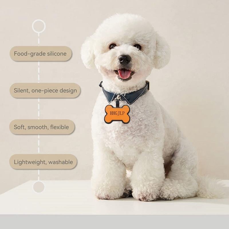 Personalisierte stille Silikonmarke, individuelle Hundemarke, Halskette, Haustier, blanko, Silikon, QR-Code, Haustier-ID, Hundenamensschilder, Halsband zum Gravieren des Anhängers
