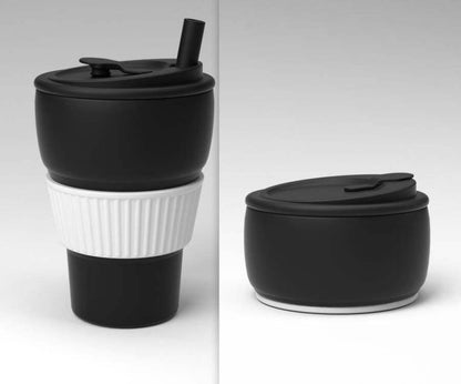 Складная дорожная чашка Многоразовая силиконовая чашка для кемпинга Микроволновая печь Безопасная питьевая складная силиконовая чашка 12 унций 16 унций