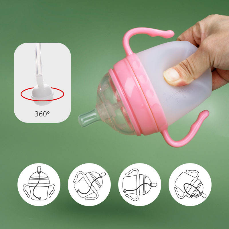 Kids Feeding Bottle Tools BPA Free Silicone Baby Bottle Drinking Milk Baby Feeding Bottles With Two Handles