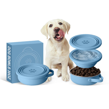 Futternapf für Hunde, rostfreier Silikon-Hundefutter- und Wasserspender
