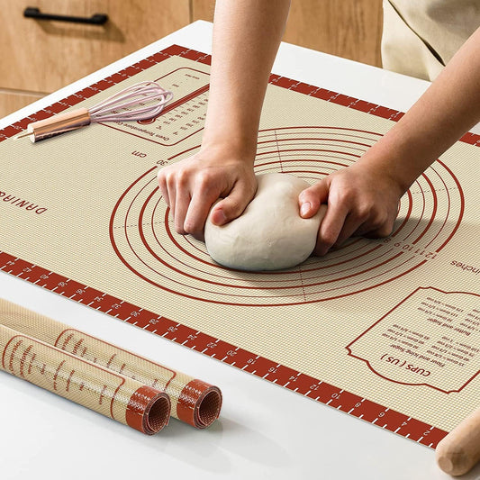 Силиконовый коврик для выпечки кондитерских изделий, очень толстый большой антипригарный коврик с измерительным нескользящим ковриком для раскатки теста