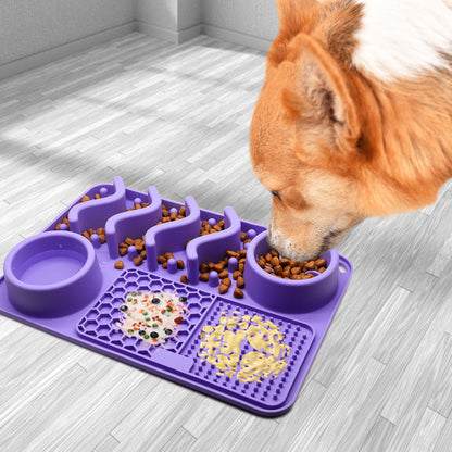 Silicone Dog Bowl Mats, FREE SAMPLE All-in-one non-slip food water slow pet feeder