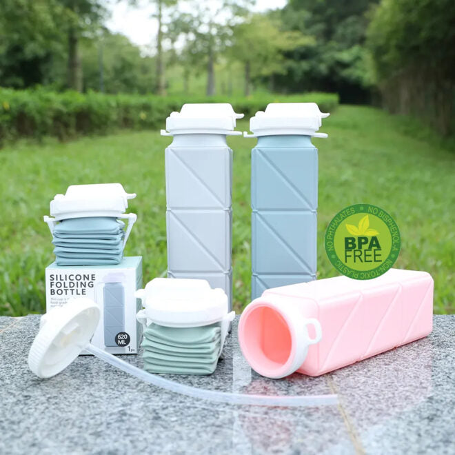 Benutzerdefinierte Bpa-freie Outdoor-Sport-Kinder zusammenklappbare Silikon-Wasserflasche für Kinder in der Schule draußen