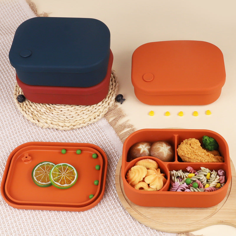 Neue Lunchbox aus lebensmittelechtem Silikon, Mikrowellen-Heiz- und Konservierungsbox, Aufbewahrungsbox, trennwandversiegelte Lunchbox