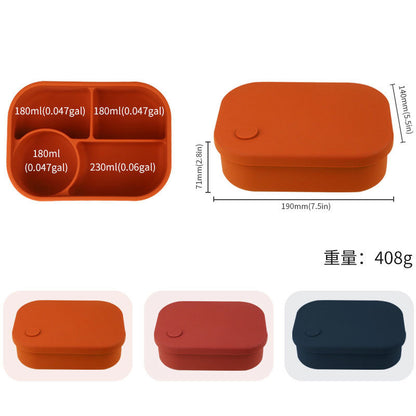 New food grade silicone lunch box, microwave oven heating and preservation box, storage box, partition sealed lunch box