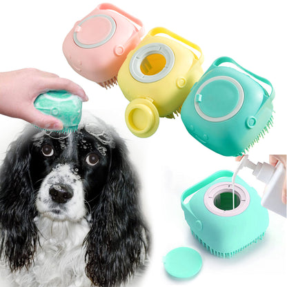 Logo Anpassen von Silikon-Haustierbürsten, Bademassagebürste, Shampoo-Spender, Hundepflege