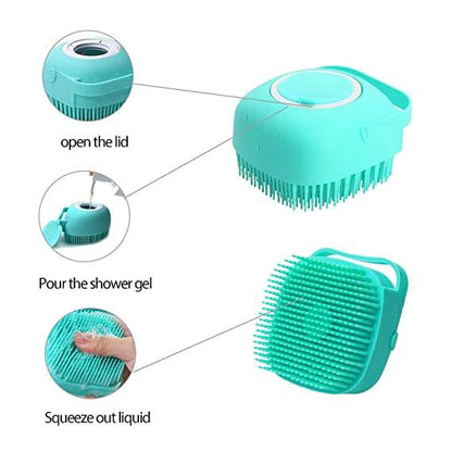 LOGO Customize Silicone Pet Brushes Bath Massage Brush Shampoo Dispenser Dog Grooming